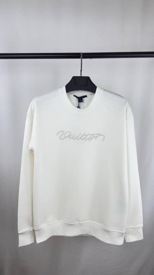 Louis Vuitton Embroidered Signature Crewneck Jumpers Men's Women's in 2 Colors Reps Sale UK Best Quality AAA Replica