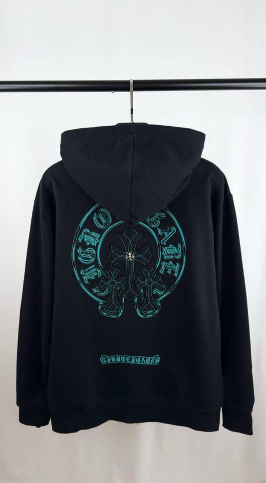 Chrome Hearts Full Zip Horseshoe Logo Hoodie Men's Women's in Black Color Reps Sale UK Best Quality AAA Replica