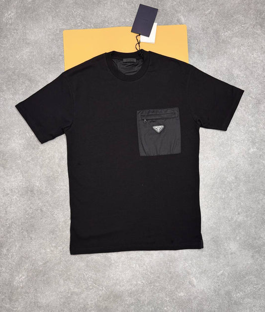 Prada Cotton Triangle Logo on Pocket T-Shirts Men's Women's in 2 Colors Reps UK Best Quality AAA Replica