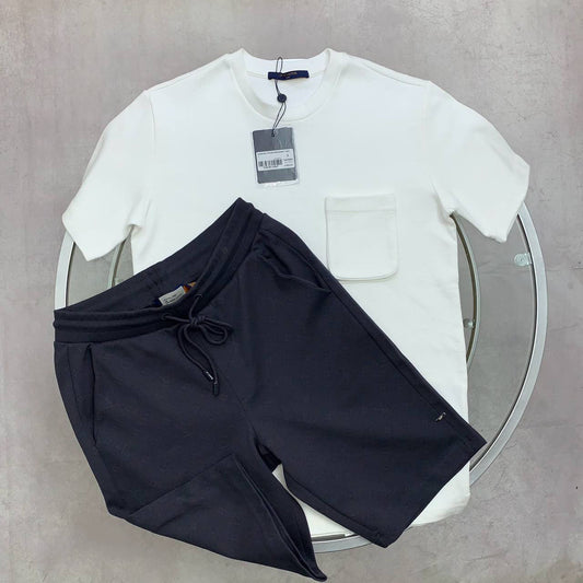 Louis Vuitton Monogram 3D Pocket Men's Women's T-Shirts & Shorts Set in Different Colors Reps Sale UK Best Quality AAA Replica