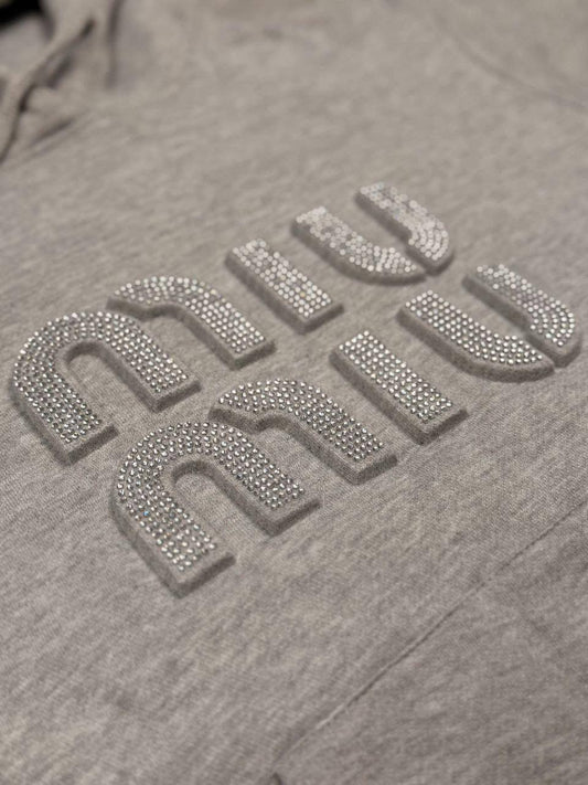 Miu Miu Embossed Logo Fleece Women's Tracksuit Grey Reps Sale UK Best Quality AAA Replica