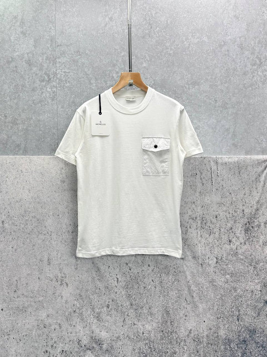 Moncler Monogram Nylon Pocket Cotton Jersey T-Shirt in 2 Colors Men's Women's Reps UK Best Quality AAA Replica