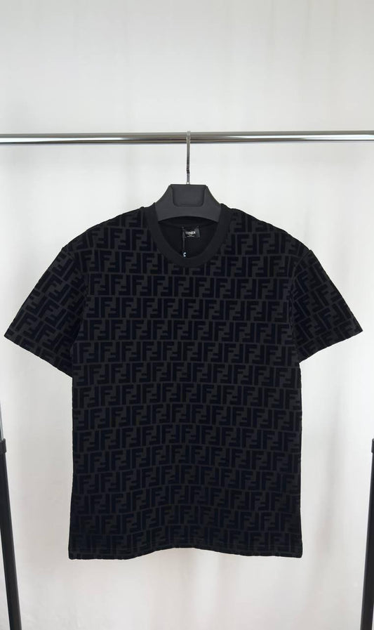 Fendi All-Over FF Logo Print Short Sleeve T-Shirt in 2 Colors Men's Women's Reps UK Best Quality AAA Replica