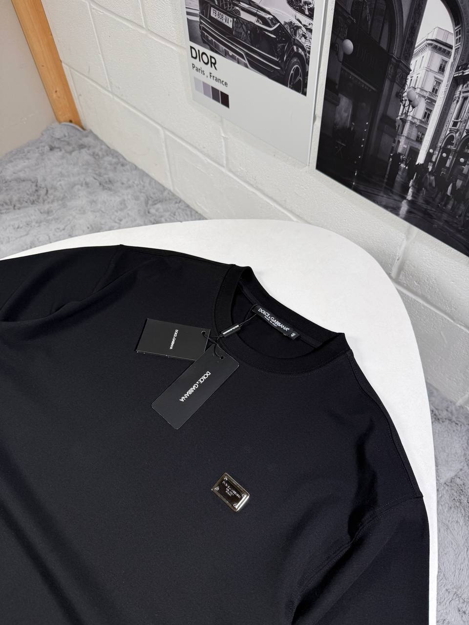 Dolce & Gabbana Logo Plaque Crewneck T-Shirt Men's Women's in 2 Colors Reps UK Best Quality Sale AAA Replica