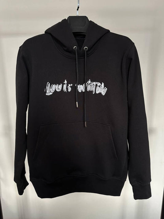 Louis Vuitton Embroidered Script Signature Logo Hoodie Men's Women's in 2 Colors Reps UK Best Quality Sale AAA Replica