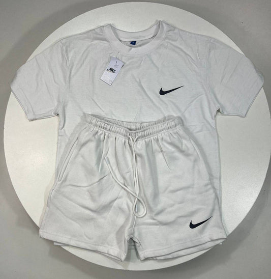 Nike Club Fleece Short-Sleeve T-Shirt & Shorts Set Light Grey Women's Reps UK Best Quality Sale AAA Replica