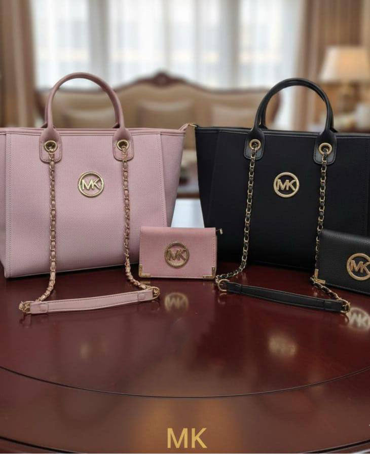 Michael Kors-Inspired Monogram Saffiano Leather Tote Bag and Wallet Set in 2 Colors Women's Reps Sale UK Best Quality AAA Replica
