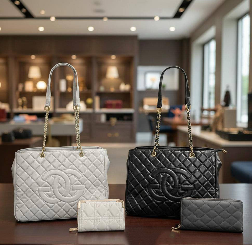 Gucci Interlocking GG Quilted Grand Shopping Tote Bag and Wallet Set in 2 Colors Women's Reps Sale UK Best Quality AAA Replica
