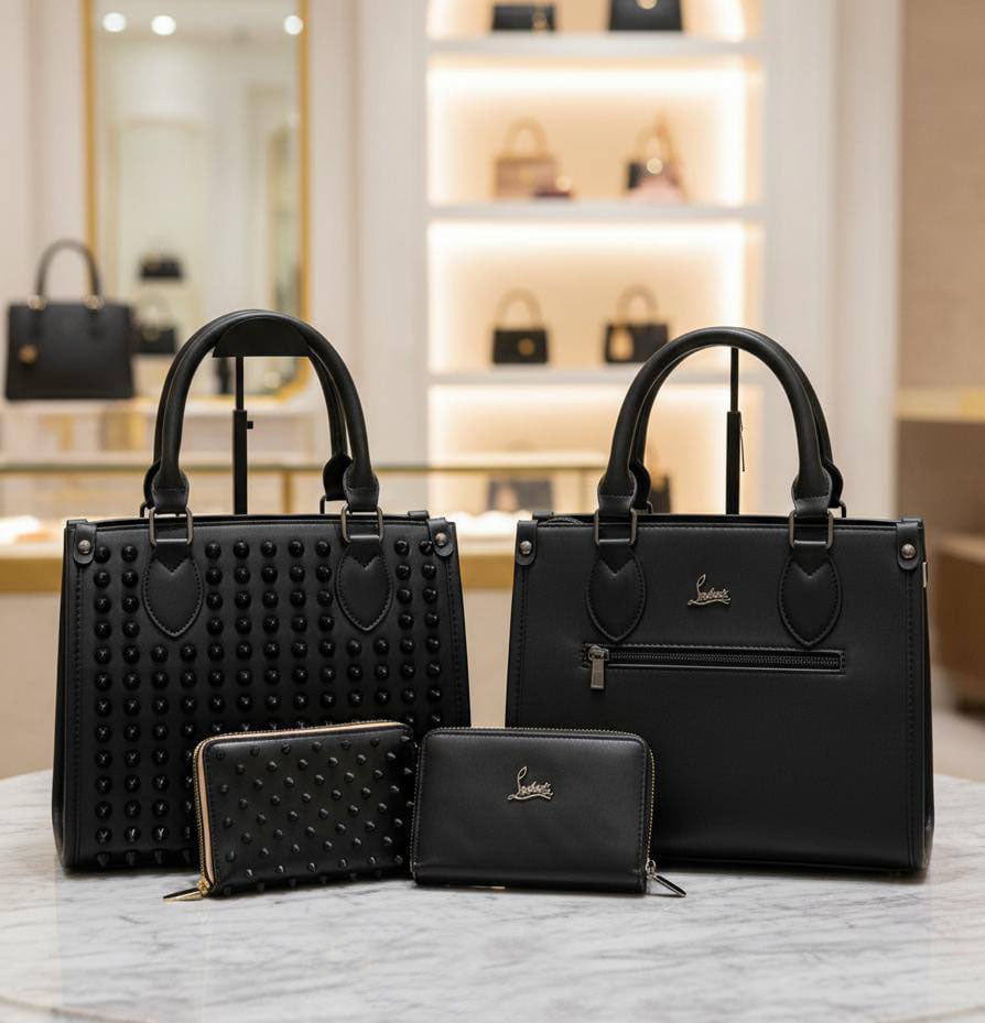 Christian Louboutin Inspired Leather Signature Logo Tote Bag and Wallet Set in 2 Types Women's Reps Sale UK Best Quality AAA Replica