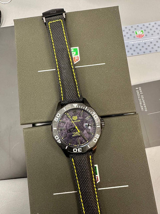 Tag Heuer Aquaracer Calibre 5 Black NATO Strap Carbon Dial Men's Watch Reps Sale UK Best Quality AAA Replica