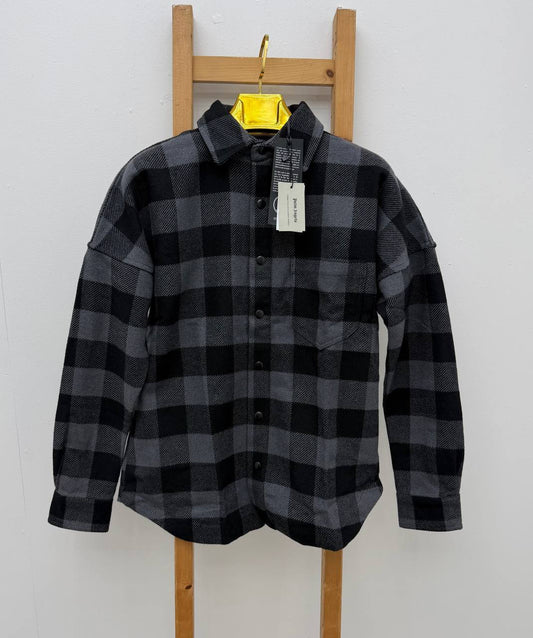 Palm Angels Curved Logo Flannel Check Men's Overshirts in Different Colors Reps Sale UK Best Quality Sale AAA Replica