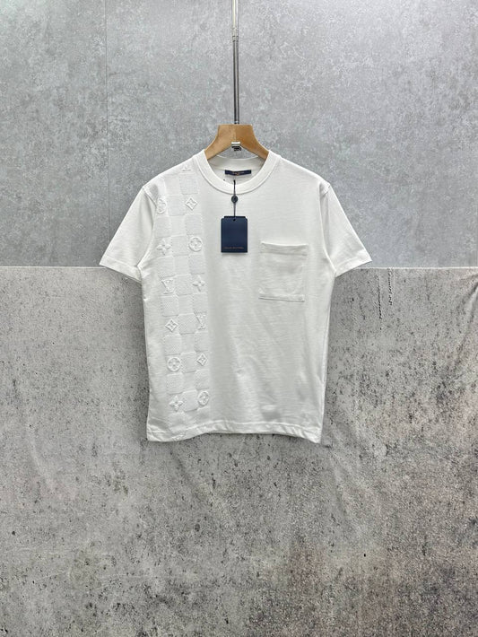 Louis Vuitton Damier French Terry Cotton Pocket T-Shirts Men's Women's in 2 Colors Reps Sale UK Best Quality AAA Replica