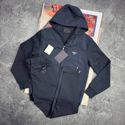 Prada Wool and Re-Nylon Tracksuit with a Hoodie Men's Women's in 2 Colors Reps Sale UK Best Quality Replica