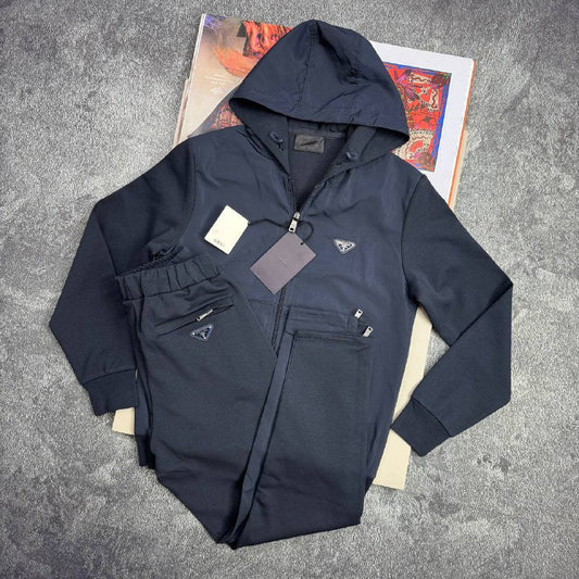 Prada Wool and Re-Nylon Tracksuit with a Hoodie Men's Women's in 2 Colors Reps Sale UK Best Quality Replica