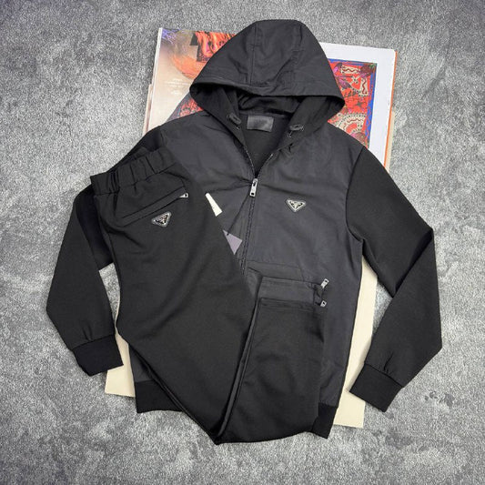 Prada Wool and Re-Nylon Tracksuit with a Hoodie Men's Women's in 2 Colors Reps Sale UK Best Quality Replica