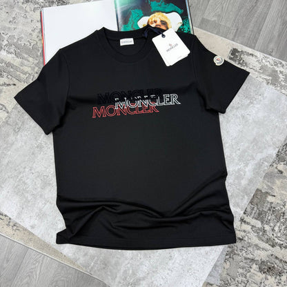 Moncler Tricolour Blurred Logo T-Shirt Men's Women's in Different Colors Reps UK Sale Best Quality AAA Replica