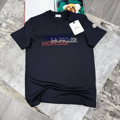 Moncler Tricolour Blurred Logo T-Shirt Men's Women's in Different Colors Reps UK Sale Best Quality AAA Replica