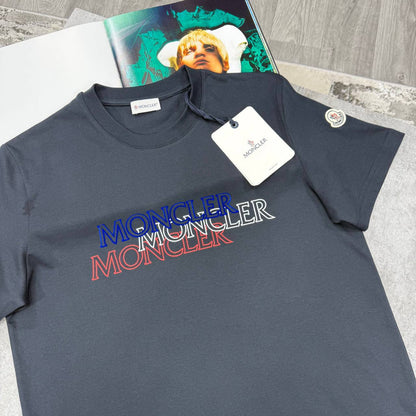 Moncler Tricolour Blurred Logo T-Shirt Men's Women's in Different Colors Reps UK Sale Best Quality AAA Replica