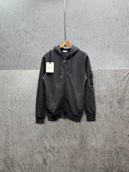 Moncler Sleeve Pocket Zip Up Hoodie Men's Women's in 2 Colors Reps UK Best Quality Sale AAA Replica