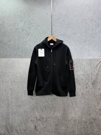 Moncler Sleeve Pocket Zip Up Hoodie Men's Women's in 2 Colors Reps UK Best Quality Sale AAA Replica