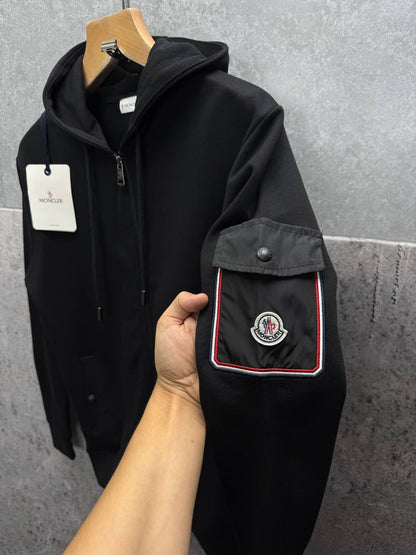 Moncler Sleeve Pocket Zip Up Hoodie Men's Women's in 2 Colors Reps UK Best Quality Sale AAA Replica