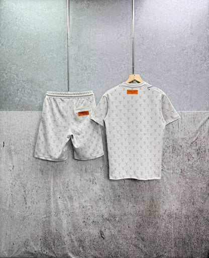 Louis Vuitton Monogram Embellished Men's T-Shirts & Shorts Set in 2 Colors Reps UK Best Quality Sale AAA Replica