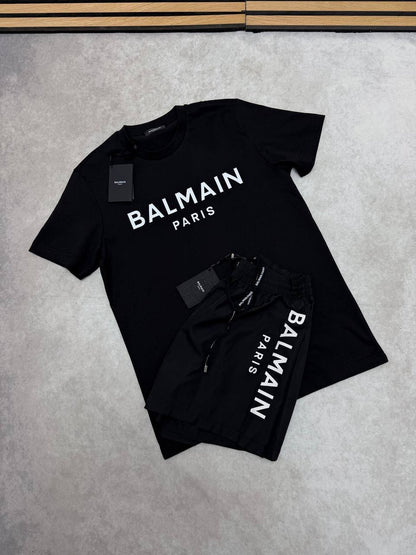 Balmain Paris Classic Logo Print Men's T-Shirts & Shorts Set in Different Colors Reps UK Best Quality Sale AAA Replica