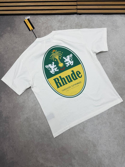 Rhude Tobacco Logo Print T-Shirts Men's Women's in 2 Colors Reps Sale UK Best Quality AAA Replica