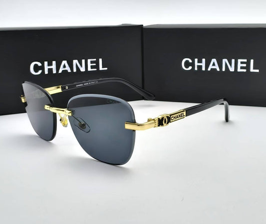 Chanel Rimless Rectangular Sunglasses in Black Men's Women's Reps Sale UK Best Quality Sale AAA Replica