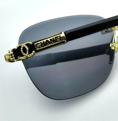 Chanel Rimless Rectangular Sunglasses in Black Men's Women's Reps Sale UK Best Quality Sale AAA Replica