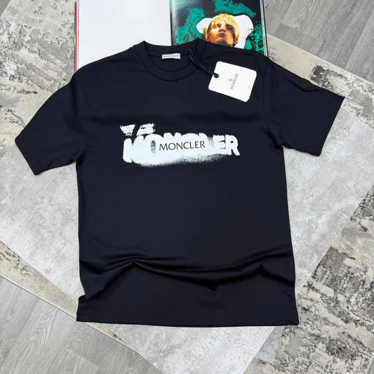 Moncler Spray Print Logo Men's Women's T-Shirts in 2 Colors Reps UK Best Quality AAA Replica
