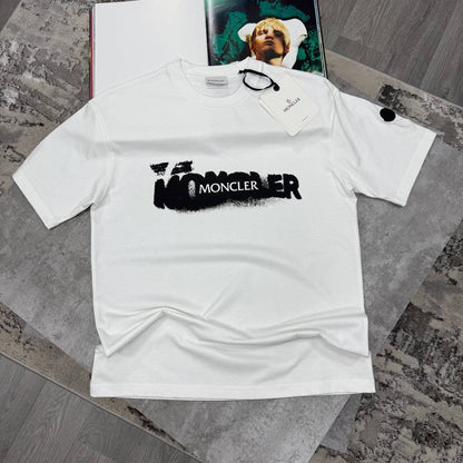 Moncler Spray Print Logo Men's Women's T-Shirts in 2 Colors Reps UK Best Quality AAA Replica