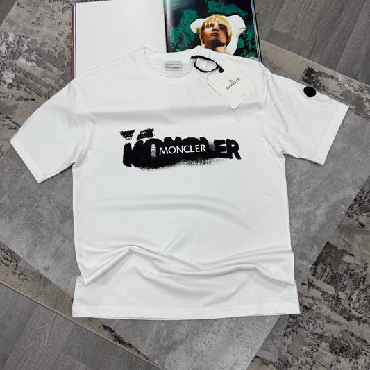 Moncler Spray Print Logo Men's Women's T-Shirts in 2 Colors Reps UK Best Quality AAA Replica