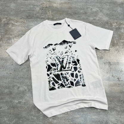 Louis Vuitton Velvet Jacquard Short-Sleeved T-Shirts in Different Colors Men's Women's Reps Sale UK Best Quality AAA Replica