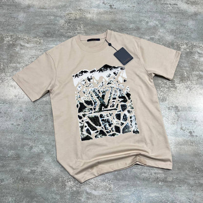Louis Vuitton Velvet Jacquard Short-Sleeved T-Shirts in Different Colors Men's Women's Reps Sale UK Best Quality AAA Replica