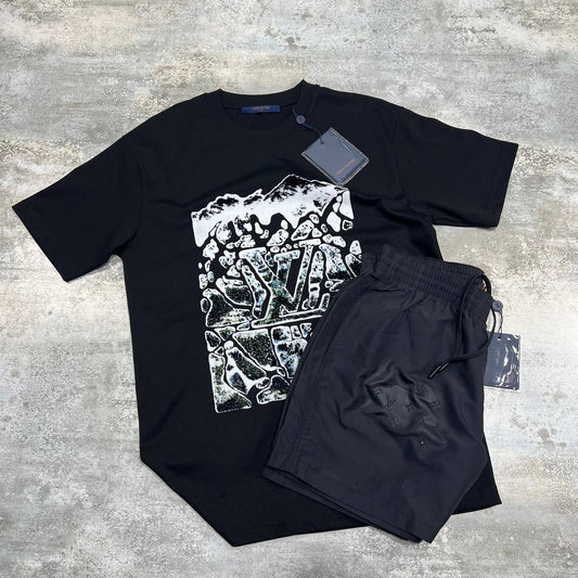 Louis Vuitton Velvet Jacquard Short-Sleeved T-Shirts & Shorts Set in Different Colors Men's Reps Sale UK Best Quality AAA Replica