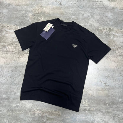 Prada Logo-Patch Crewneck T-Shirt Men's Women's in 2 Colors Reps UK Best Quality Sale AAA Replica