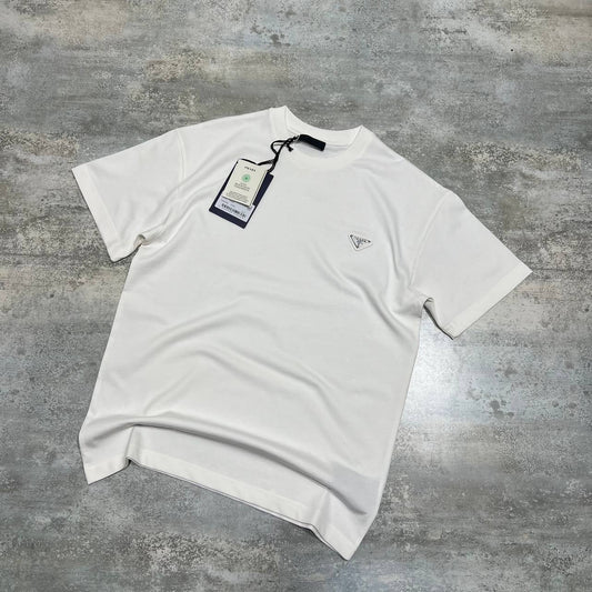 Prada Logo-Patch Crewneck T-Shirt Men's Women's in 2 Colors Reps UK Best Quality Sale AAA Replica