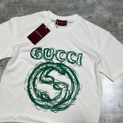 Gucci Scribble Interlocking G Men's Women's T-Shirts in 2 Colors Reps Sale UK Best Quality Sale AAA Replica