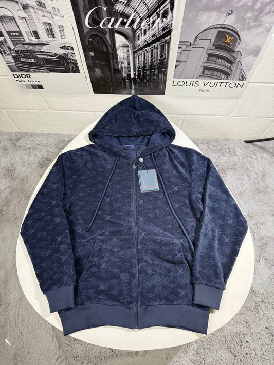 Louis Vuitton Monogram French Terry Zip-Through Hoodie Men's Women's in 2 Colors Reps UK Best Quality AAA Quality
