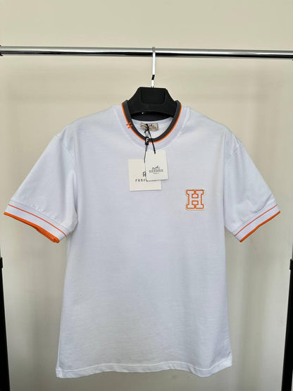 Hermes  "H" Embroidered Crewneck Men's Women's T-Shirts in Different Colors Reps UK Best Quality AAA Replica