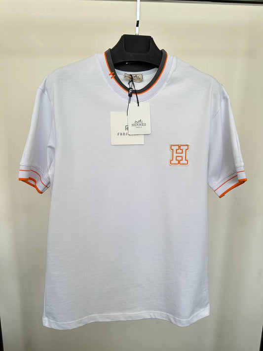 Hermes  "H" Embroidered Crewneck Men's Women's T-Shirts in Different Colors Reps UK Best Quality AAA Replica