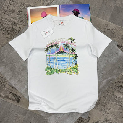 Casablanca Volcano Printed Short Sleeve Crewneck Men's Women's T-Shirts in 2 Colors Reps Sale UK Best Quality AAA Replica