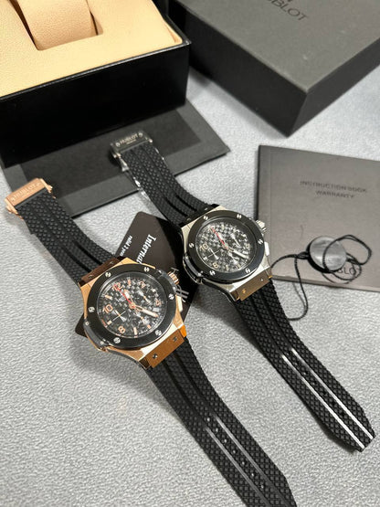 Hublot Big Bang Chronograph Men's Watches Strap Lock Rubber Strap in 2 Dial Colors Reps UK Best Quality Reps AAA Replica