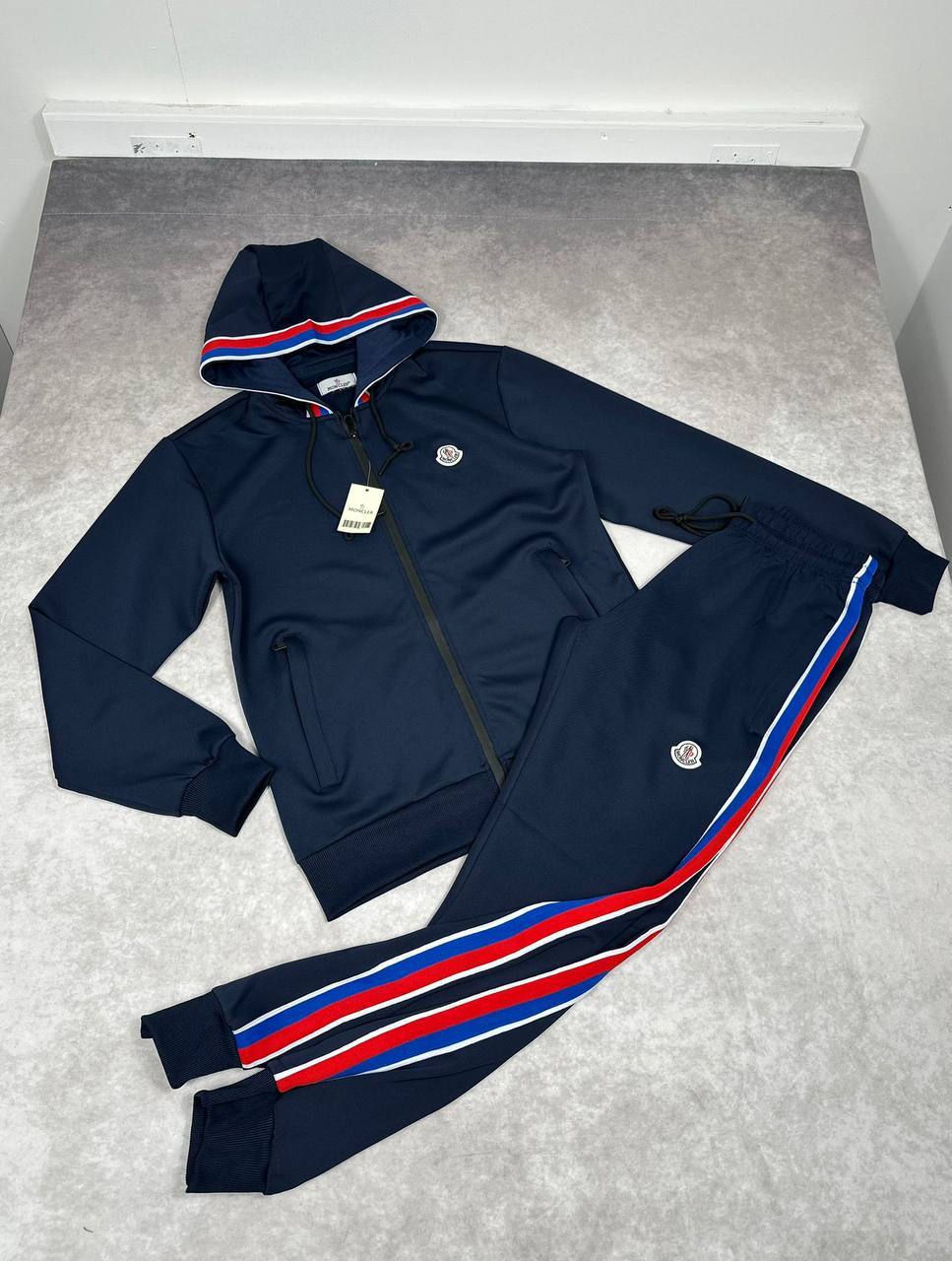 Moncler Logo-Embroidered Striped Zip-Up Tracksuit Men's in Different Colors Reps Sale UK Best Quality AAA Replica