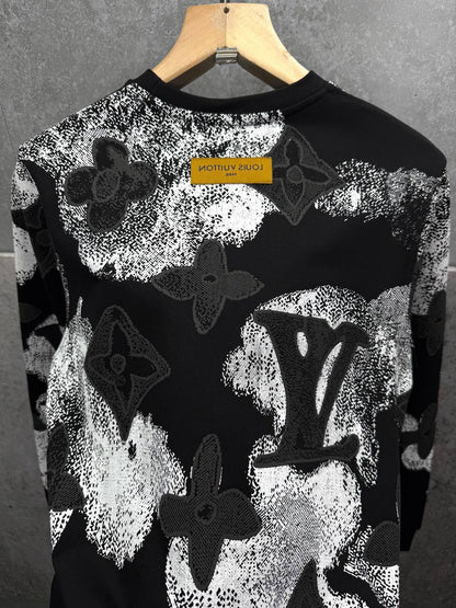 Louis Vuitton Logo Monogram Graphic Men's Women's Jumpers in Black Color Reps UK Best Quality AAA Replica
