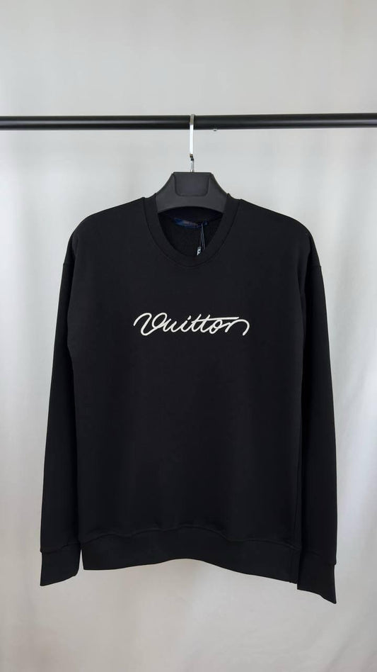 Louis Vuitton Embroidered Signature Crewneck Jumpers Men's Women's in 2 Colors Reps Sale UK Best Quality AAA Replica