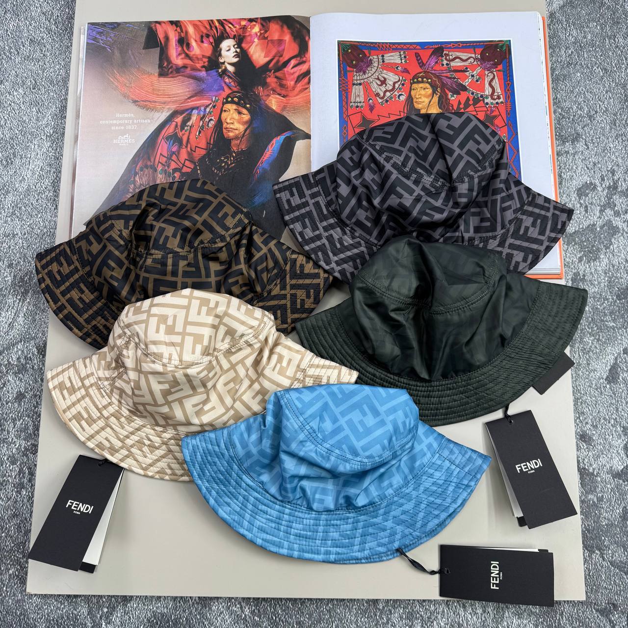 Fendi FF Motif Bucket Hats Men's Women's Reps Sale UK Best Quality AAA Replica