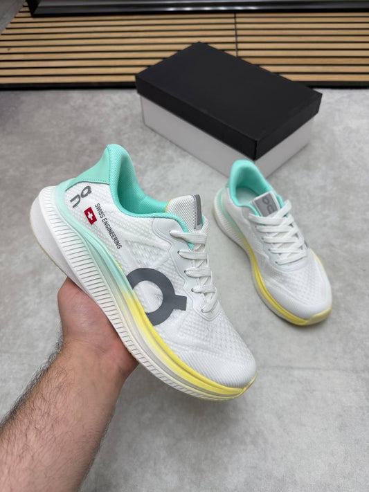 On Running Cloudrunner 2 White Mint Yellow Trainers Women's Reps Sale UK Best Quality AAA Replica