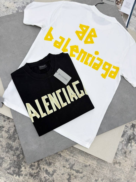 Balenciaga Tape Type Vintage Effect Men's Women's T-Shirts in 2 Colors Reps Sale UK Best Quality AAA Replica